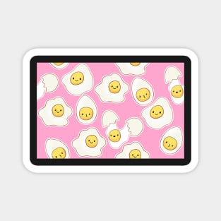 Happy Kawaii Eggs on Pink Magnet
