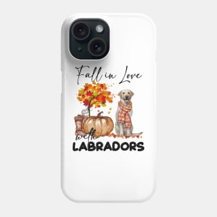 Fall In Love With Yellow Labradors Fall Pumpkin Thanksgiving Phone Case
