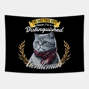 The Distinguished Scottish Fold Cat Gentleman Tapestry