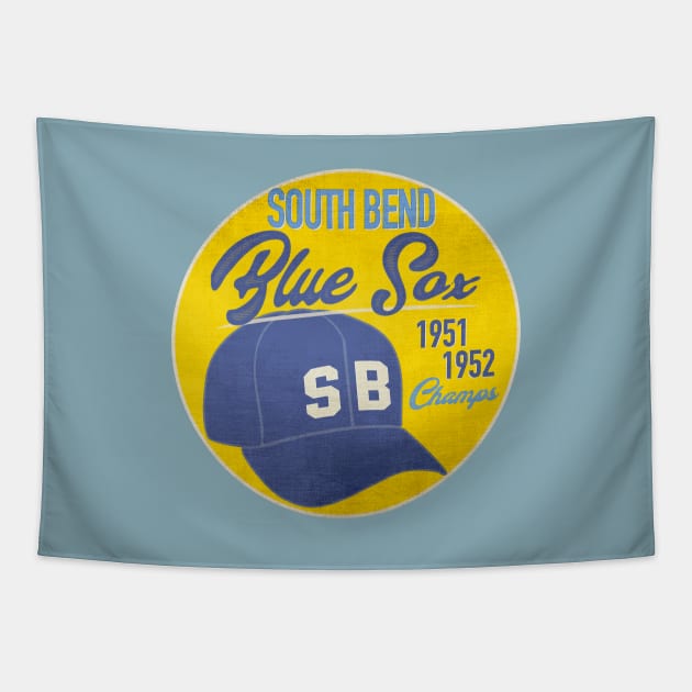 South Bend Blue Sox • AAGPBL Hat Tapestry by The MKE Rhine Maiden
