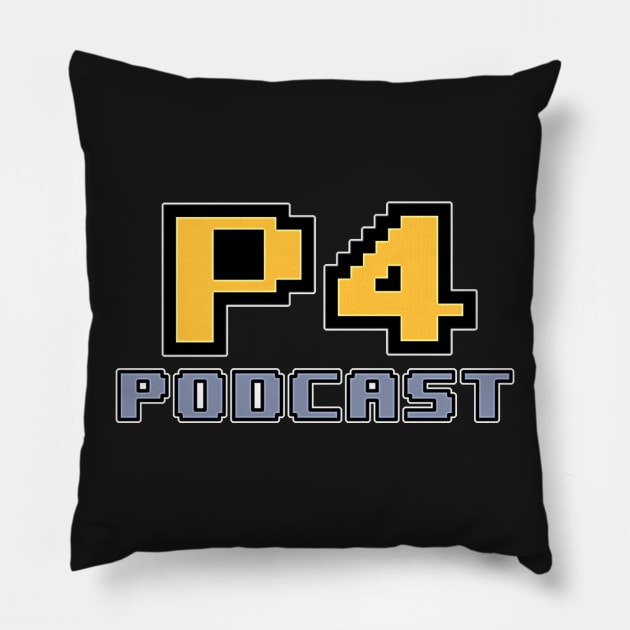 Player 4 Podcast Logo Shirt (Filled-in Letters) Pillow by p4podcast