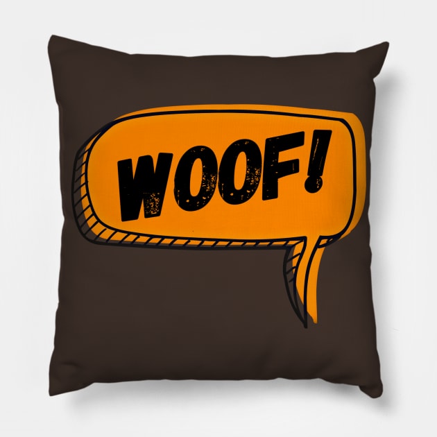 Woof Speech Bubble Pillow by JasonLloyd