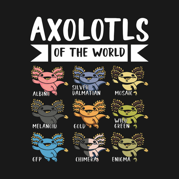 Axolotls Of The World Salamander Cute Frog by Print-Dinner