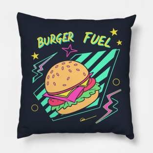 Retro Burger Fuel – Neon Fast Food Pop Art Design Pillow