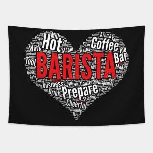 Barista Heart Shape Word Cloud Coffee Bar Espresso product Tapestry