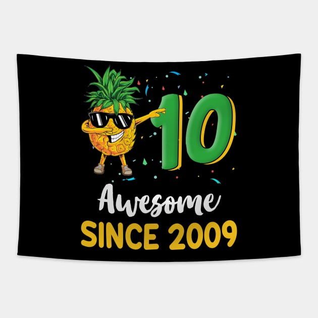 10th Birthday Pineapple Dabbing 10 Years Old Tapestry by Chapmanx