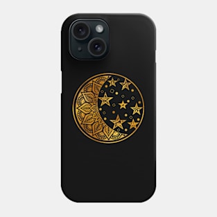 Gold Metallic Moon and Stars Mandala Phone Case