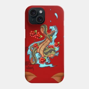 Colorful angry snake with flowers Phone Case