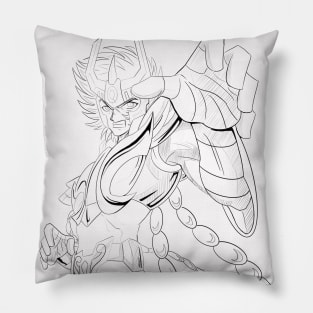 ikki the phoenix line art in saint seiya ecopop art Pillow