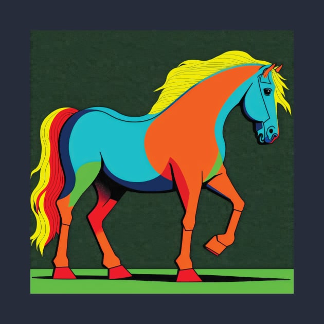 Colourful Horse in Colour block style by Geminiartstudio