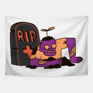 zombie in graveyard coming out scary design Tapestry