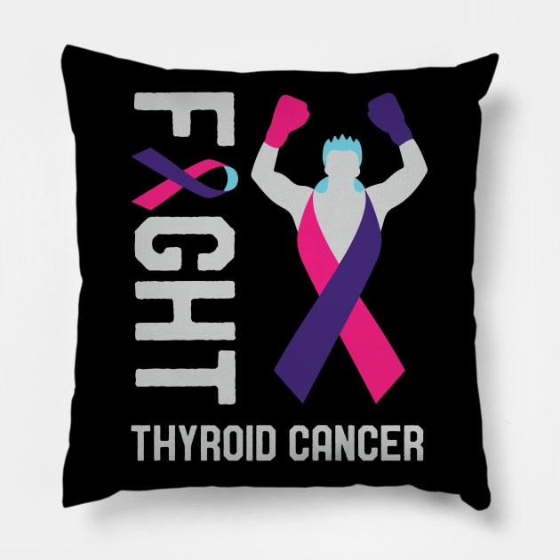 Fight Thyroid Cancer Awareness Day Month Survivor Fighter Pillow by mrsmitful01