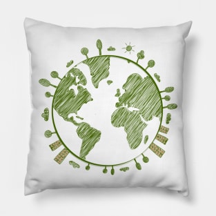 Green Planet Earth Pillow