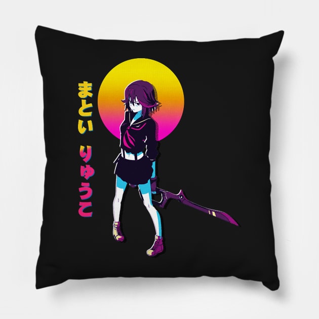 Ryuko Matoi Kill la Kill  Anime Vaporwave Pillow by BurrolaDiore89