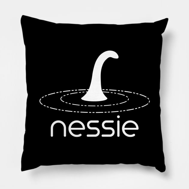 Simplified Nessie Loch Ness Monster (White) Pillow by inotyler