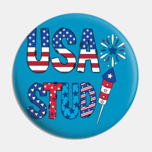 Usa Stud 4th Of July Fire Works Pin