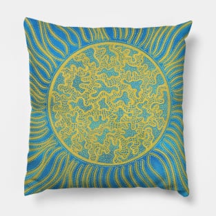 Winter Sun - watercolor and gel pen art Pillow