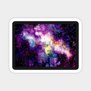 Watercolor Outer Space, Stars and Colorful Nebula Magnet