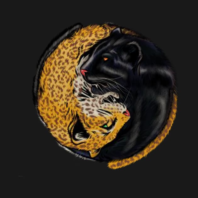 Yin Yang Symbol, Jaguar Cat, Black Panther Animal by dukito