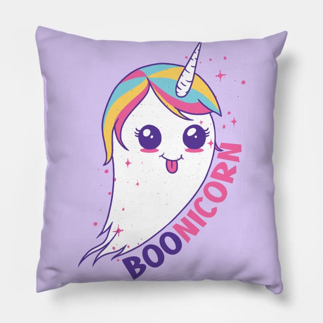 BooNicorn | Cute Halloween Ghost Unicorn Pillow by SLAG_Creative