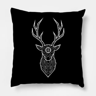 Geometric Deer - White Lines Pillow