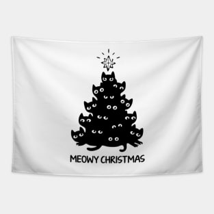 Meowy Christmas Tree Tapestry