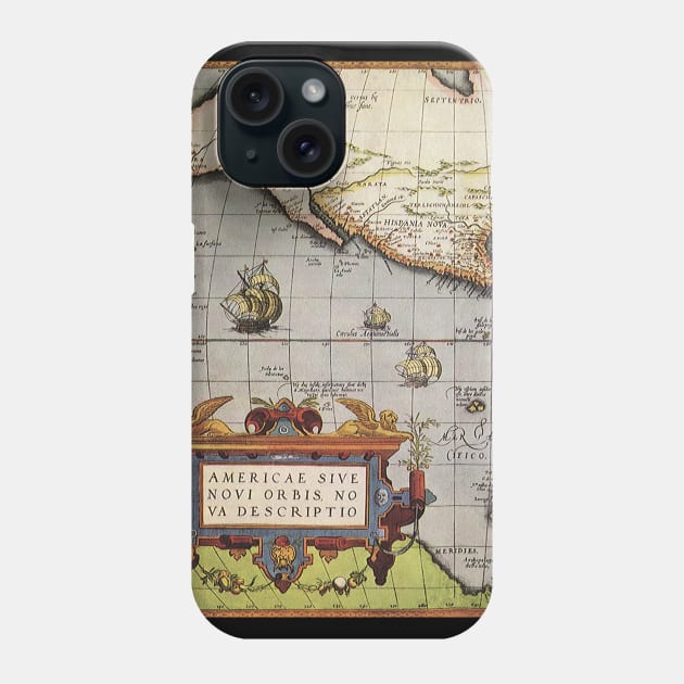 Antique World Map of the Americas by Abraham Ortelius Phone Case by MasterpieceCafe