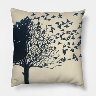 Birds flying away tree peace nature Pillow