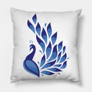 Blue Peacock Pillow