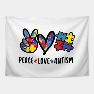 Peace Love Autism Design! Tapestry