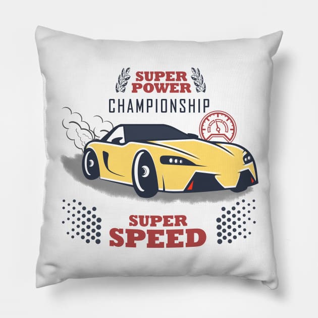 Racing Car Pale Yellow Pillow by 1Nine7Nine