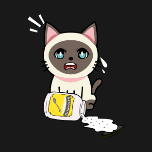 Funny Siamese cat spilled a jar of mayonnaise T-Shirt