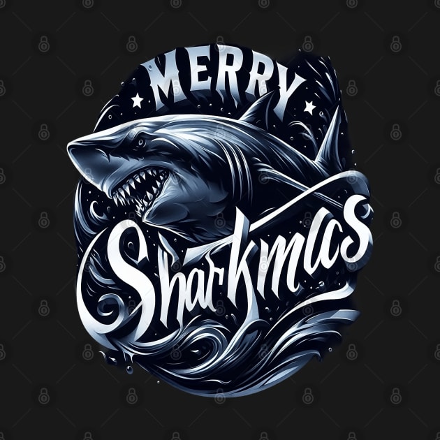 Merry Sharkmas, Santa Waving, Christmas Gift, m Shark Gift by Customo