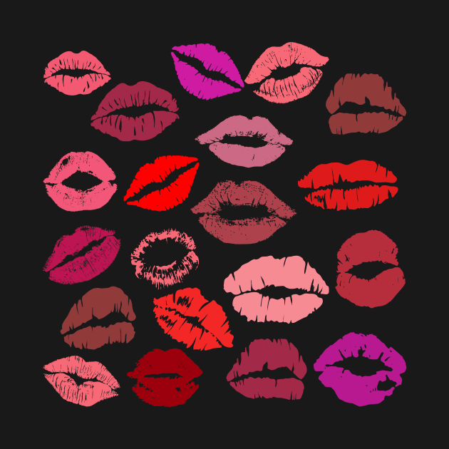 lipstick lip print kisses by MGuyerArt