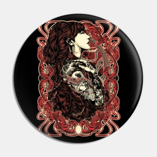 Girl Art Nouveau Tattoo Style Pin