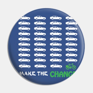 Cyclists Make the Change Climate Awareness car and bike graphic Pin