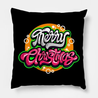 Merry Christmas Typography Lettering Pillow