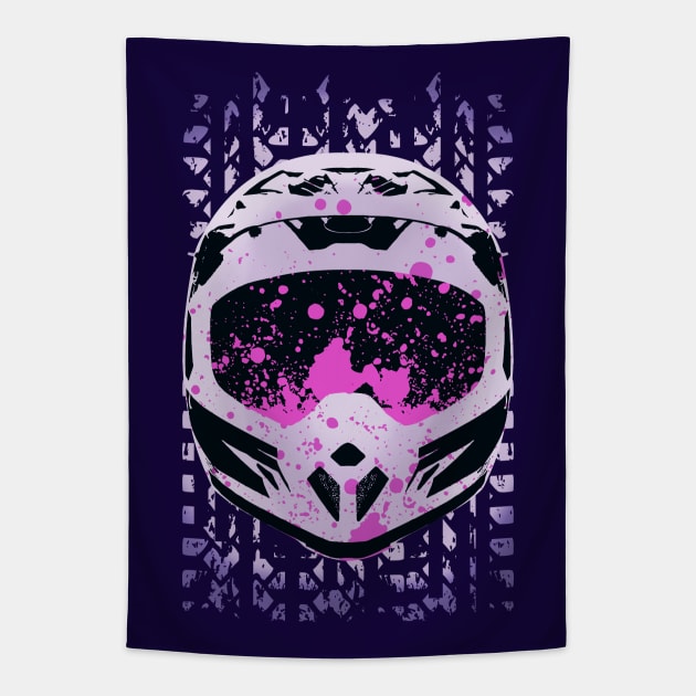 Graphic Dirt Bike Helmet Tapestry by TMBTM