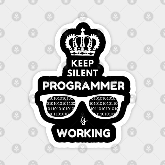 Programmer is working Funny Shirt Programmer Code IT T-shirt Tee Mens Womens Ladies Humor Gift Geek Nerd Present Coder Computer Science Tech Developer Source Code Magnet by Steady Eyes