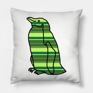 Green Stripes Penguin Pillow