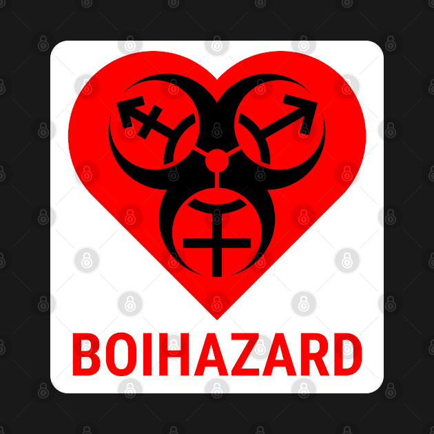 "BOI HAZARD" Heart - Label Style - Red by GenderConcepts