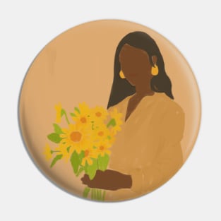 Lady with Sunflowers Pin