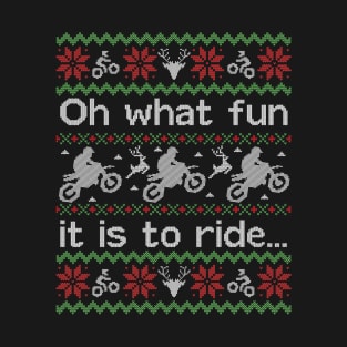 Ugly Christmas Sweater Fun to Ride a Dirtbike Motocross T-Shirt