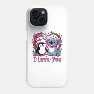 Cute Koala and Penguin in Love Phone Case