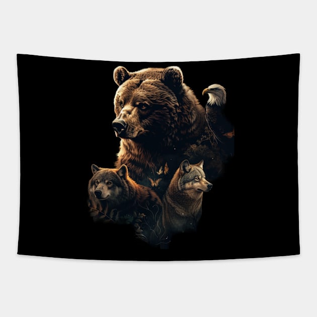 Grizzly Bear Health Tapestry by Tosik Art1