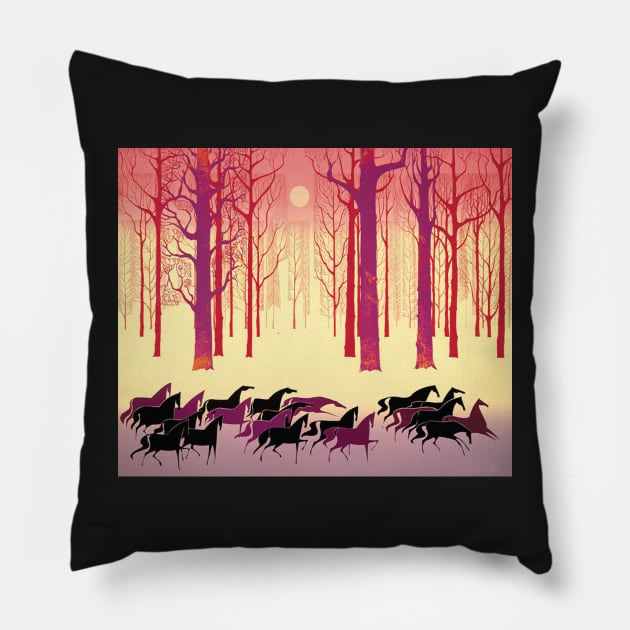 eyvind earle horses Pillow by QualityArtFirst