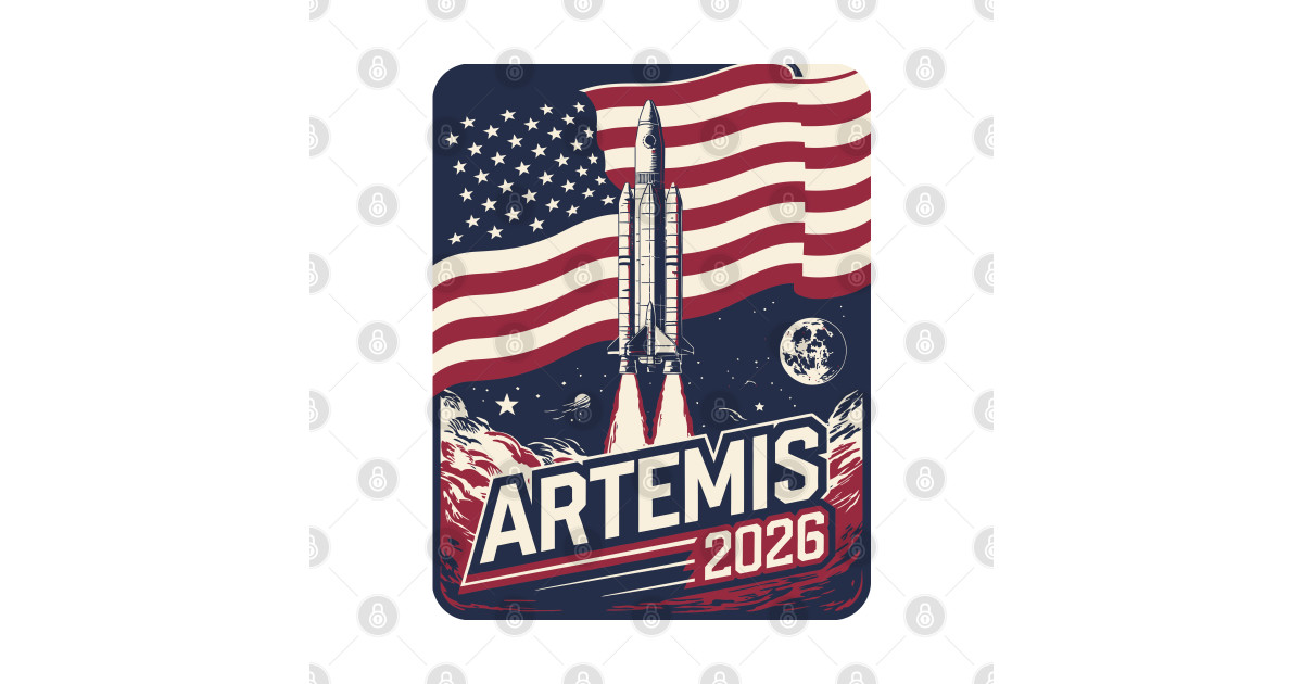 ARTEMIS 2026 US FLAG ROCKETSHIP - Artemis Ii - T-Shirt | TeePublic