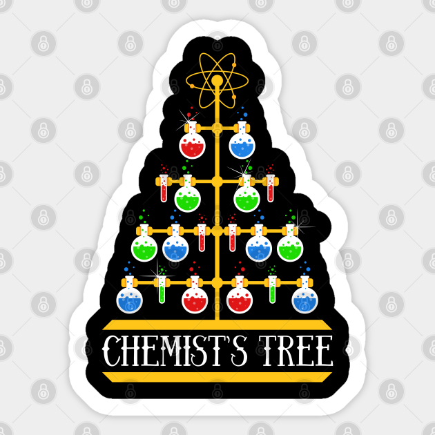 Chemist's Tree Funny Chemistry Christmas Tree - Chemistry - Sticker