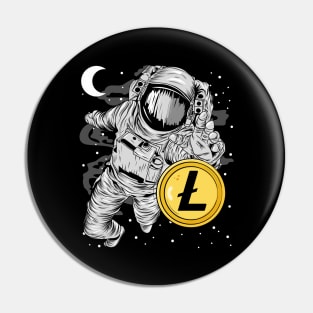 Astronaut Reaching Litecoin Lite Coin LTC To The Moon Crypto Token Cryptocurrency Wallet Birthday Gift For Men Women Kids Pin