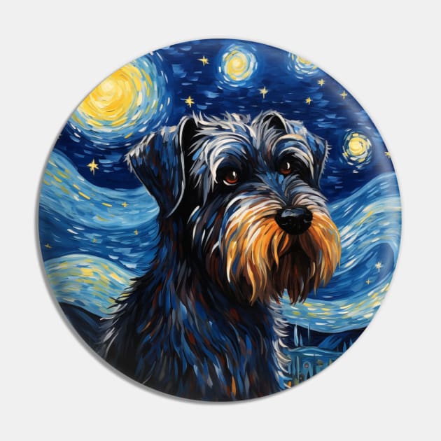 Standard Schnauzers Immersed in The Starry Night's Enigmatic Artistry Pin by NatashaCuteShop